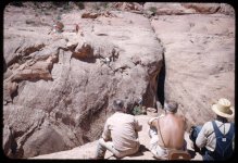 Group hiking up, then down to top of Rainbow bridge - 1952.jpg Group hiking up, then down to top of Rainbow bridge - 1952.jpg